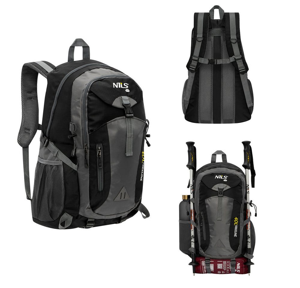 NILS CAMP Trekkingrucksack Wanderrucksack Tourenrucksack Outdoorrucksack (Spar-Set, 1-tlg., 52 x 33 x 20 cm leicht), 40 l, 600 g, Trennwand, Belüftung, 3 RV-Taschen Bild 3
