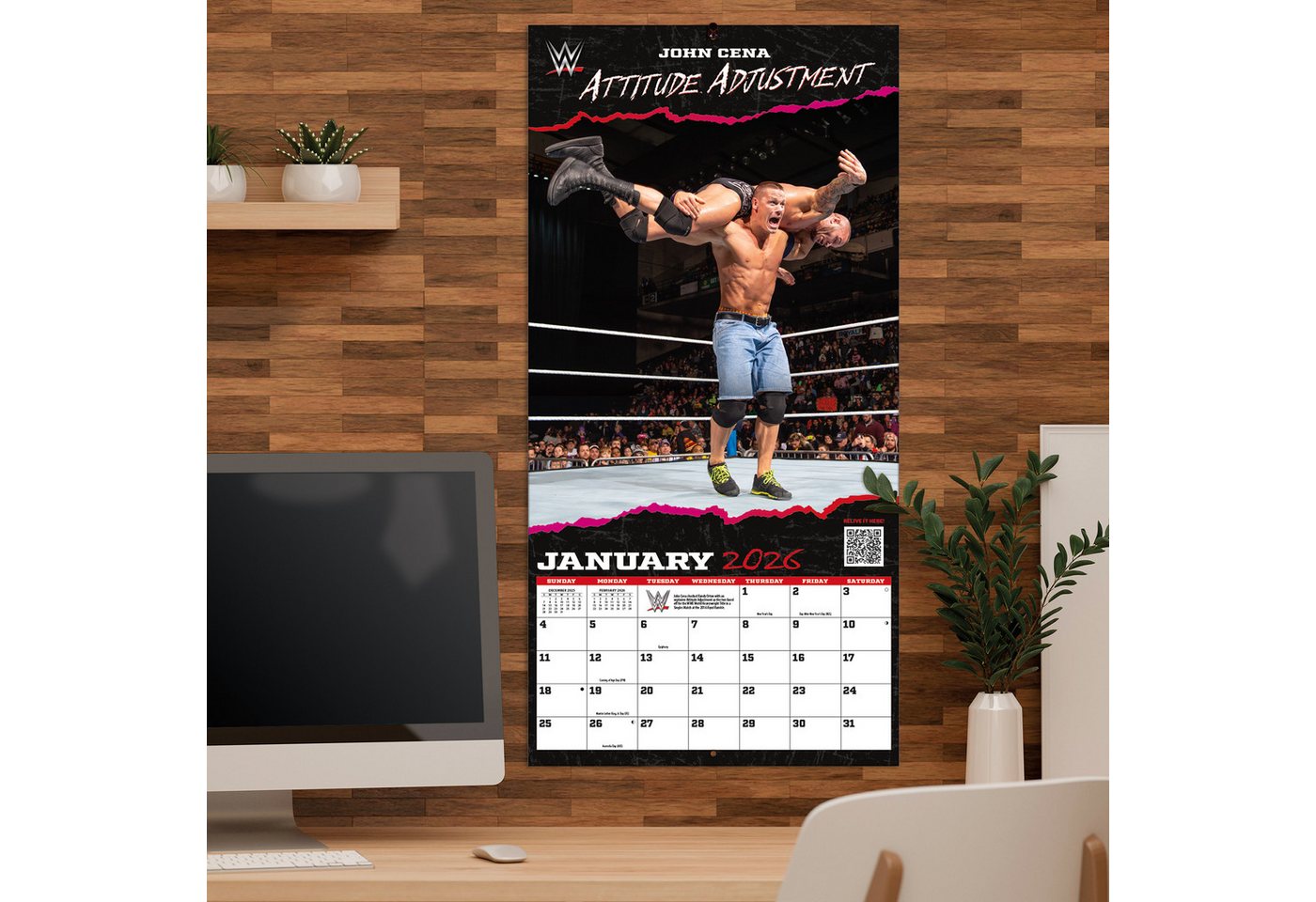 Turner Wandkalender Turner Spektakuläre Würfe WWE 30,5 x 30,5 cm Wandkalender 2026, 12- Monats- Format, Zusatzseite Januar - Dezember 2024 Bild 4