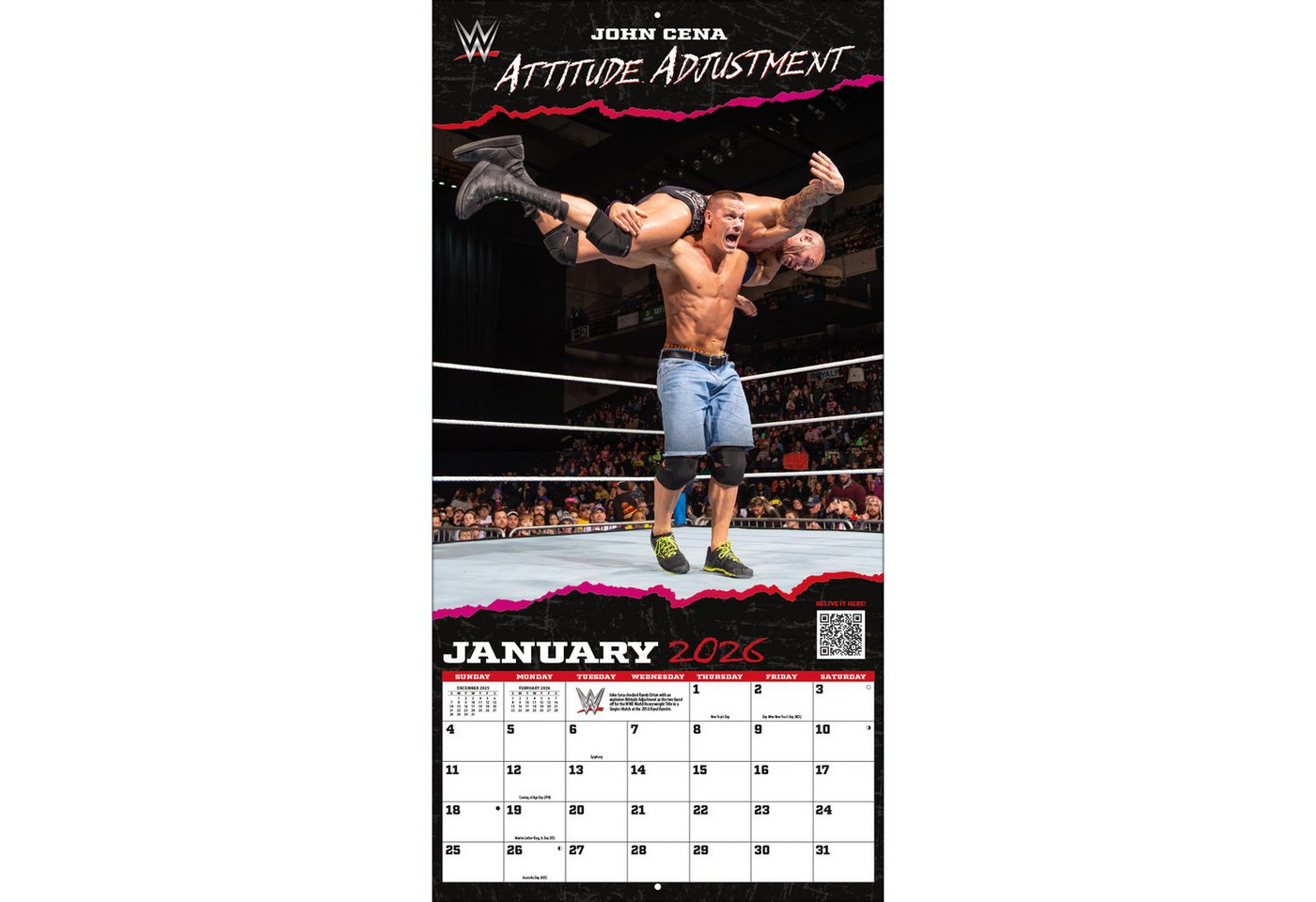 Turner Wandkalender Turner Spektakuläre Würfe WWE 30,5 x 30,5 cm Wandkalender 2026, 12- Monats- Format, Zusatzseite Januar - Dezember 2024 Bild 5