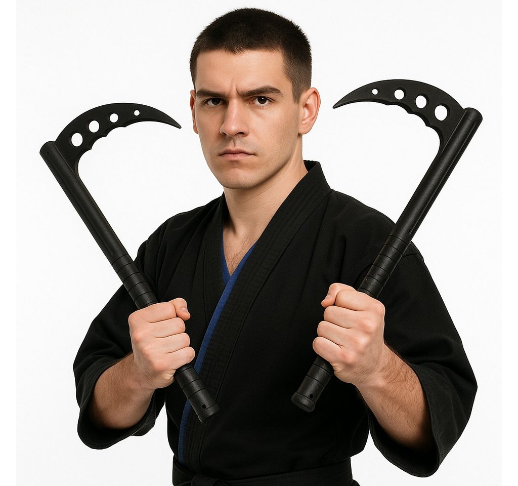 BAY-Sports Holzschwert Kama schwarz Kunststoff Halbmond Sichel Kamaki Budo-Sportgerät Kobudo, Besonders stabil - für alle Erfahrungsstufen, um Techniken Bild 2