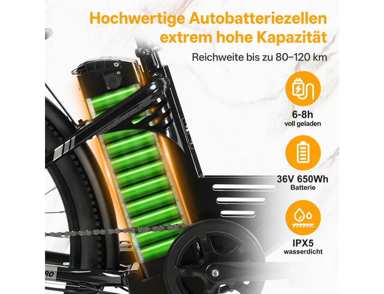 TTGO E-Bike Cityrad 26 Zoll, 650Wh, 120km, Federgabel, mit Frontkorb und Gepäckträger, 7 Gang SHIMANO, Kettenschaltung, Heckmotor, 650 Wh, (5 Stufen, Pedelec, bis zu 125kg, für ca. 160–185 cm), Farbdisplay, Aluminiumrahmen, Elektrofahrrad für Damen Herren Bild 2