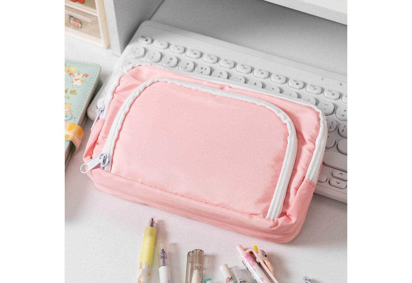 Diwzbyn Federmäppchen Federmäppchen mit großer Kapazität, ästhetisches Mäppchen mit Fächern, Tragbare Federtasche für Schule, Uni und Büro Bild 3