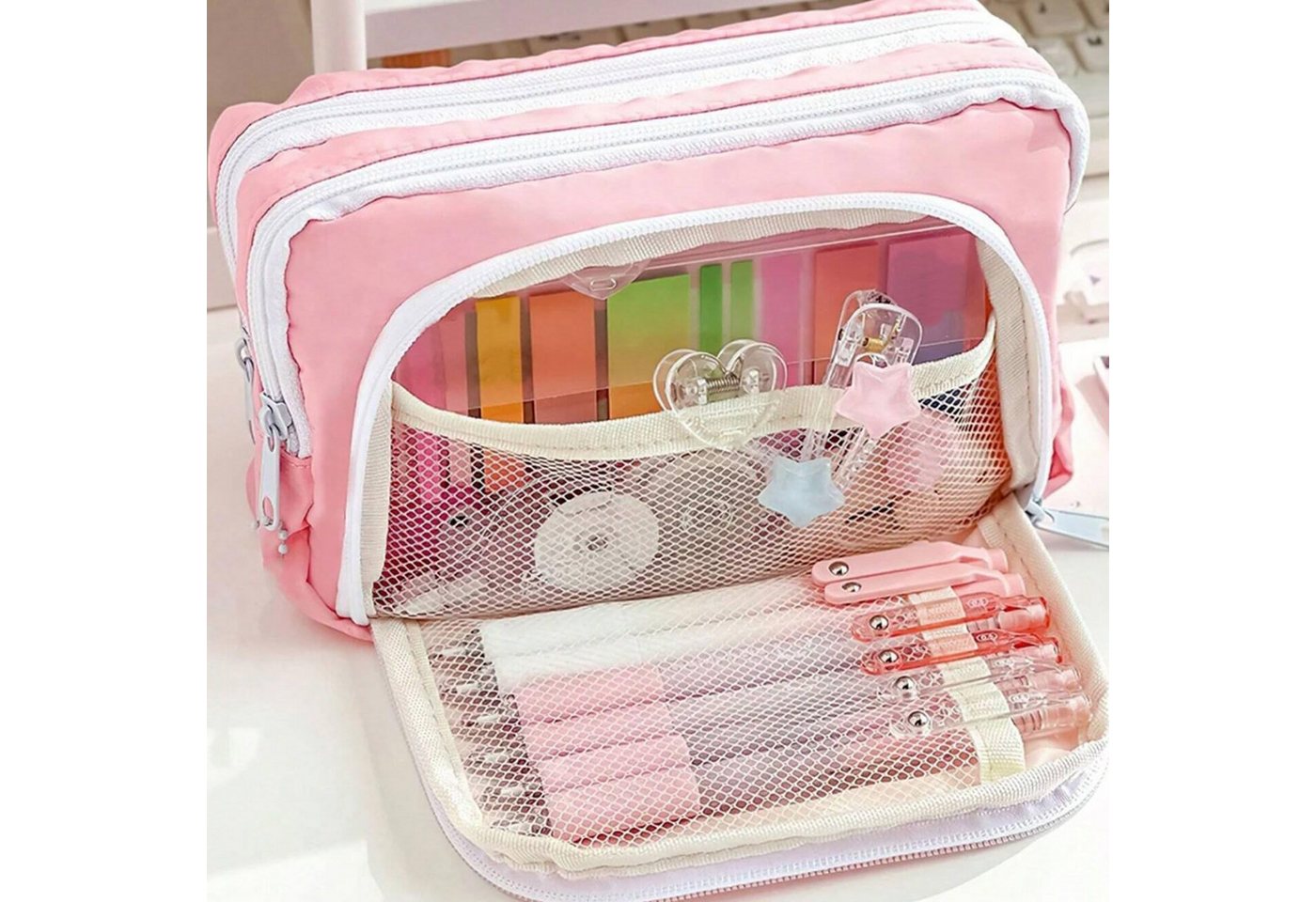 Diwzbyn Federmäppchen Federmäppchen mit großer Kapazität, ästhetisches Mäppchen mit Fächern, Tragbare Federtasche für Schule, Uni und Büro Bild 4