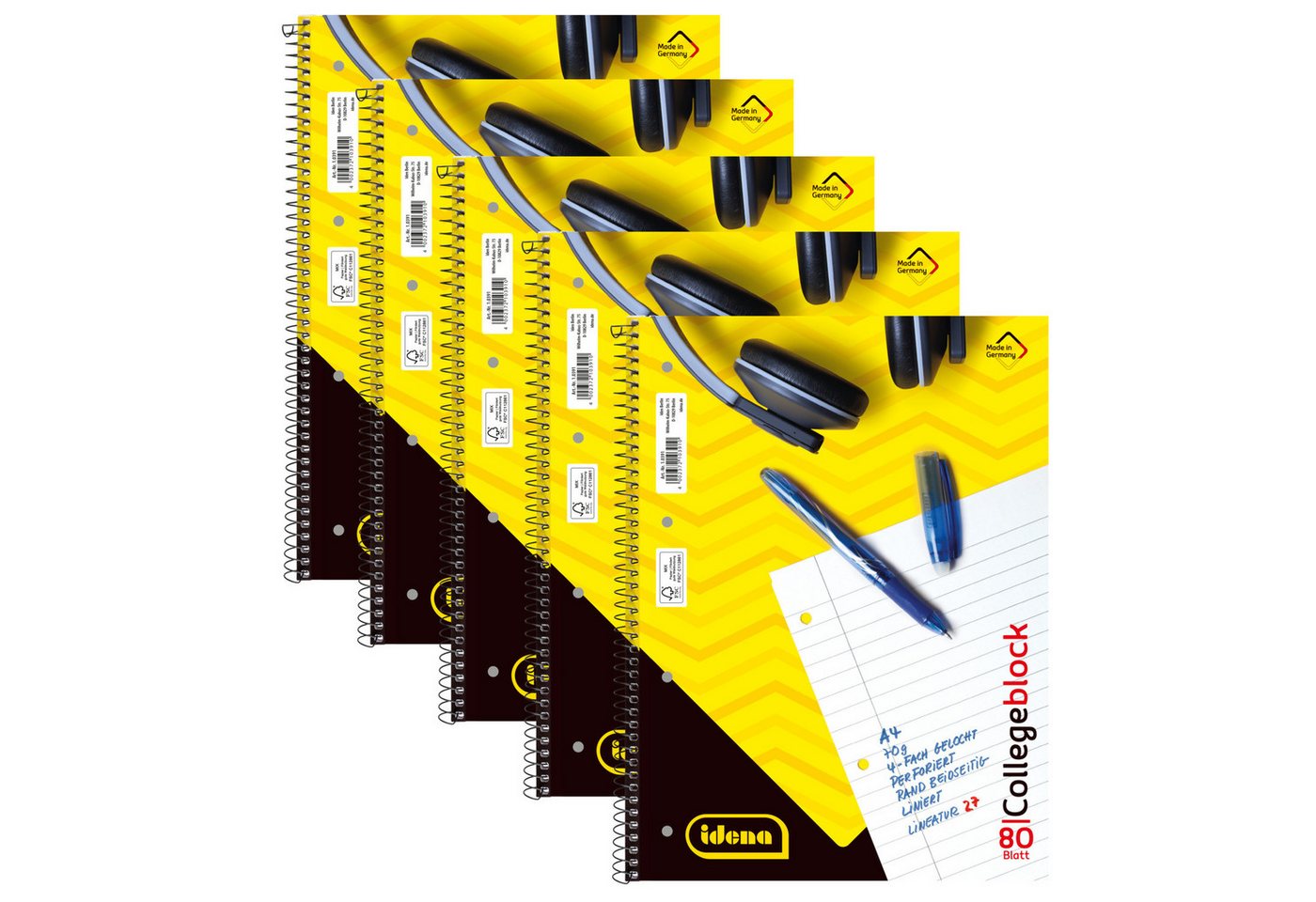 Idena Collegeblock Idena 90366 Bundle Collegeblöcke Lineatur 27 liniert mit Doppelrand Bild 2