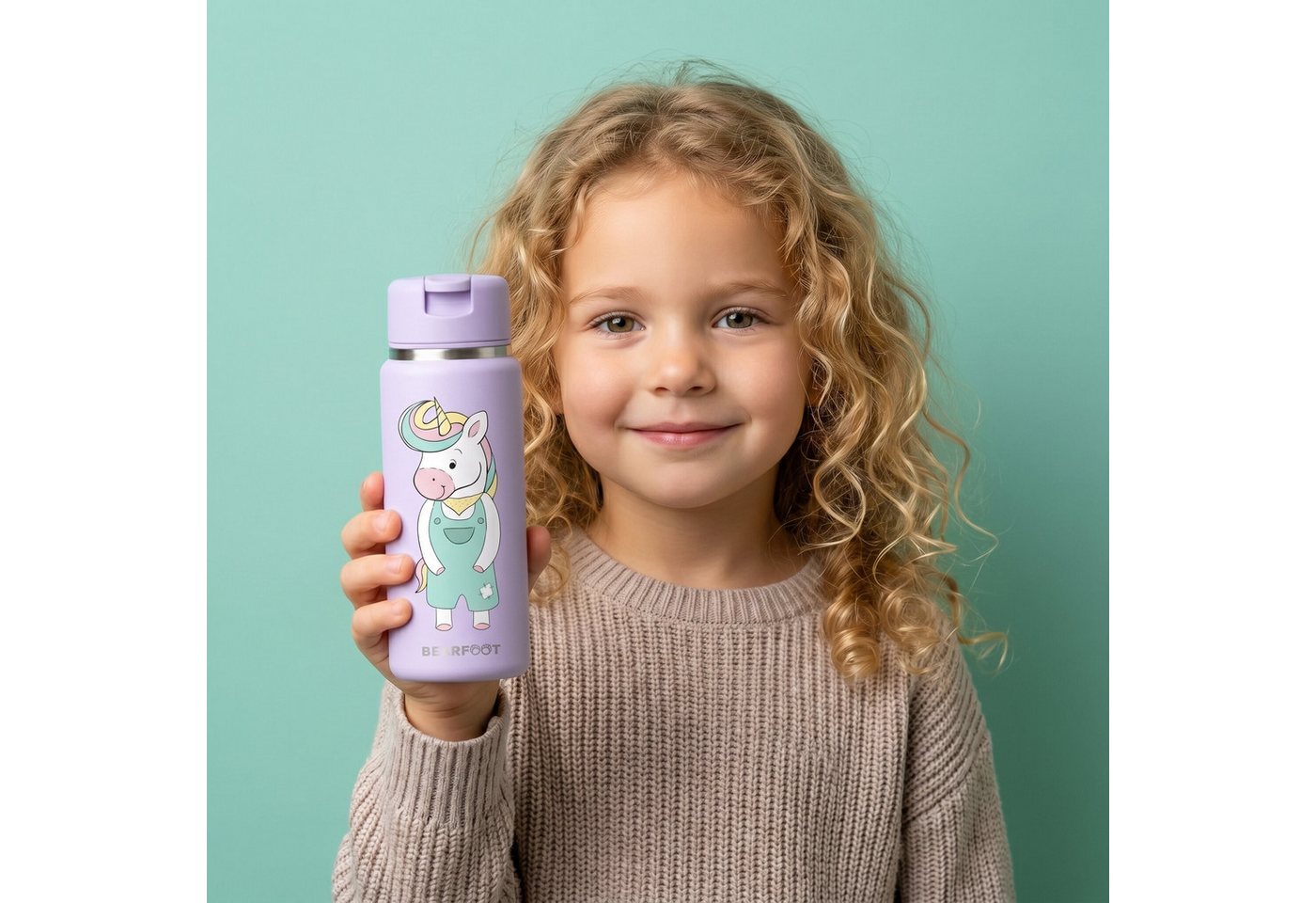 BEARFOOT Trinkflasche TINY Thermo Kinder Trinkflasche Edelstahl - Einhorn, Thermosflasche, auslaufsicher, Edelstahl, Kinderflasche, BPA-frei Bild 4