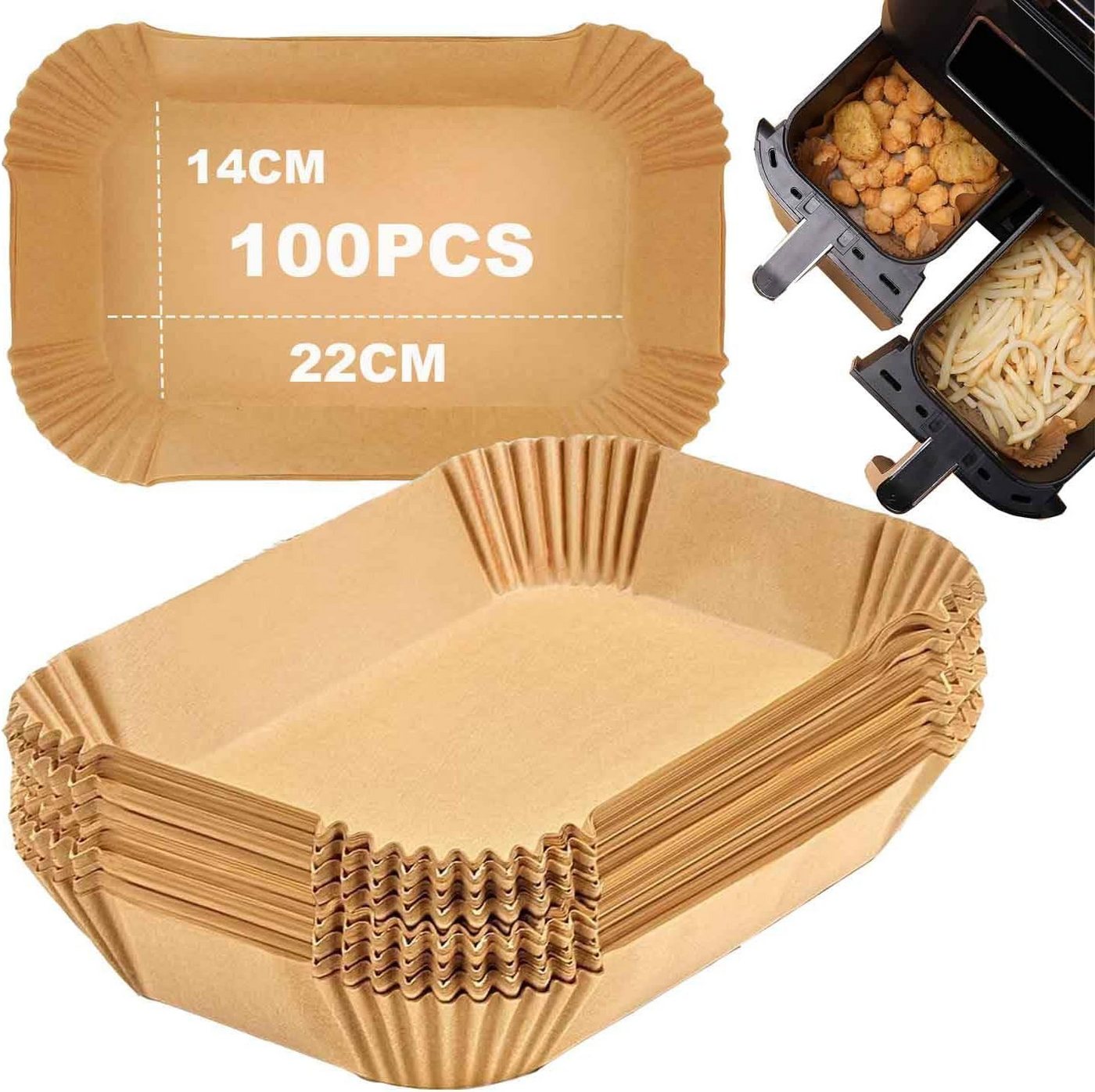 Agger Backpapier 100 Stück Airfryer Backpapier Dual Zone Air Fryer Bild 3