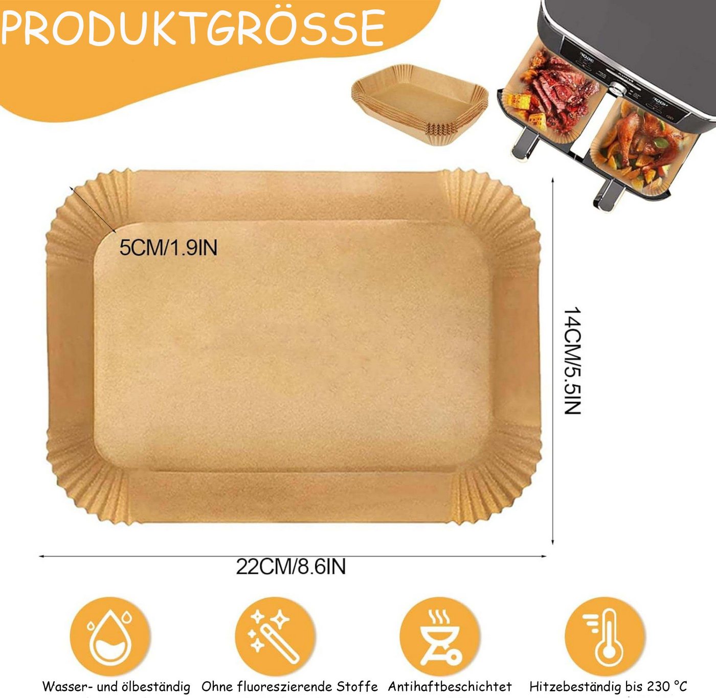 Agger Backpapier 100 Stück Airfryer Backpapier Dual Zone Air Fryer Bild 4