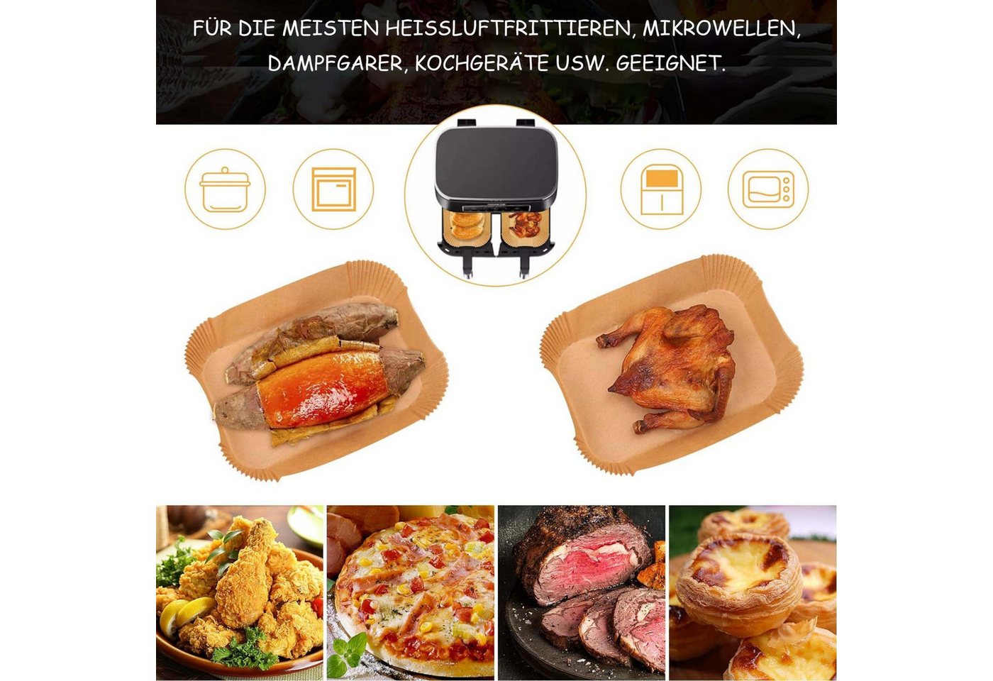 Agger Backpapier 100 Stück Airfryer Backpapier Dual Zone Air Fryer Bild 5
