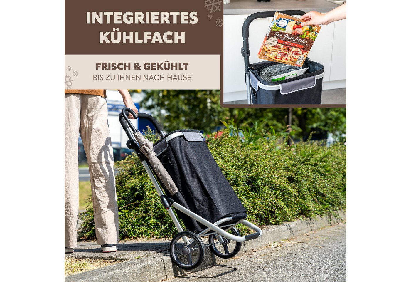 bremermann Einkaufstrolley Einkaufstrolley RIEDE faltbar schwarz, verstellbarer Griff Bild 4