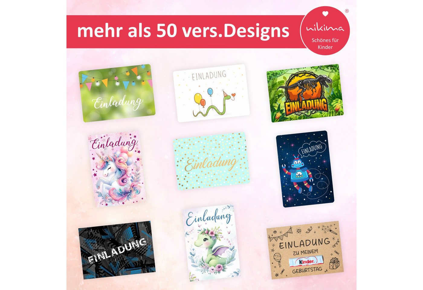 nikima Einladungskarten 10 Einladungskarten Regenbogen inkl. Umschlag Bild 3