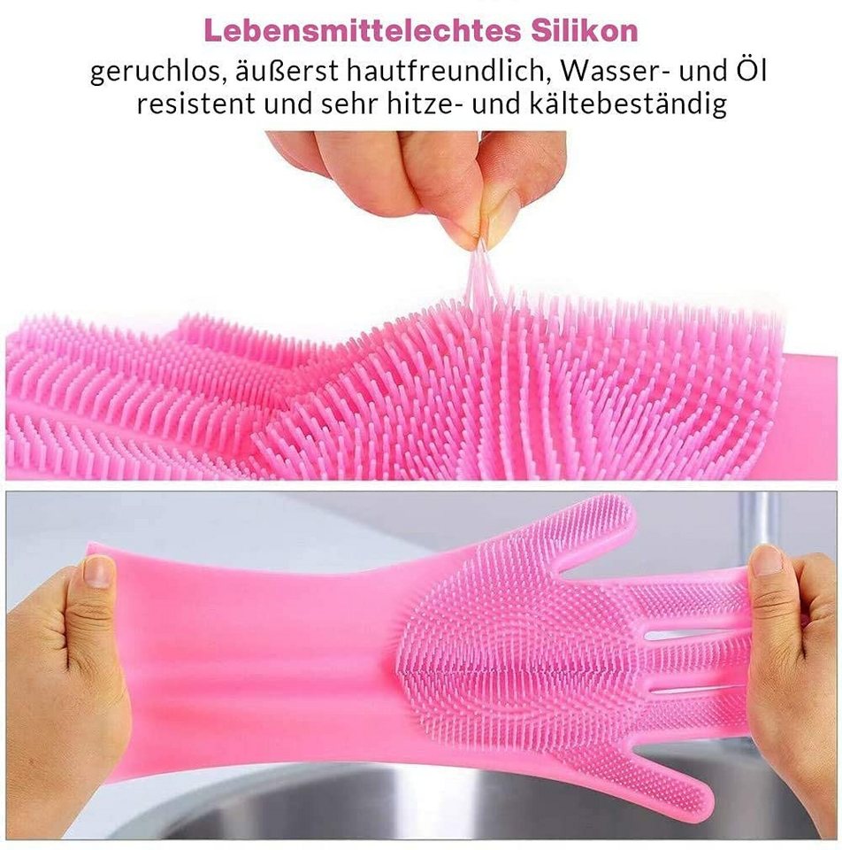 Geschenkehöhle Putzhandschuh Silikon Waschhandschuhe mit Noppen & feinen Bürsten ideal zum Reinigen Hitzebeständig, Wiederverwendbar, Umweltfreundlich & BPA-frei Bild 2