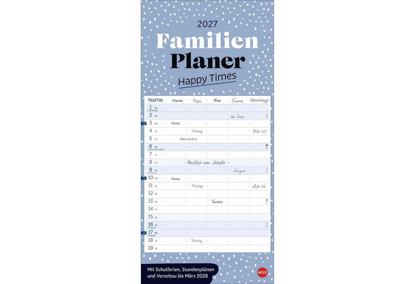HEYE Wandkalender Deko-Familienplaner Happy Times 2027