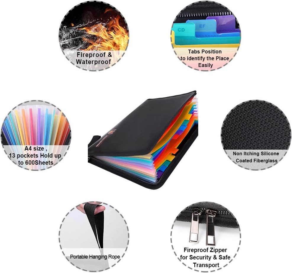 FELIXLEO Dokumententasche Feuerfeste Dokumententasche A4 Wasserdicht 12 Taschen (1-tlg) Bild 4