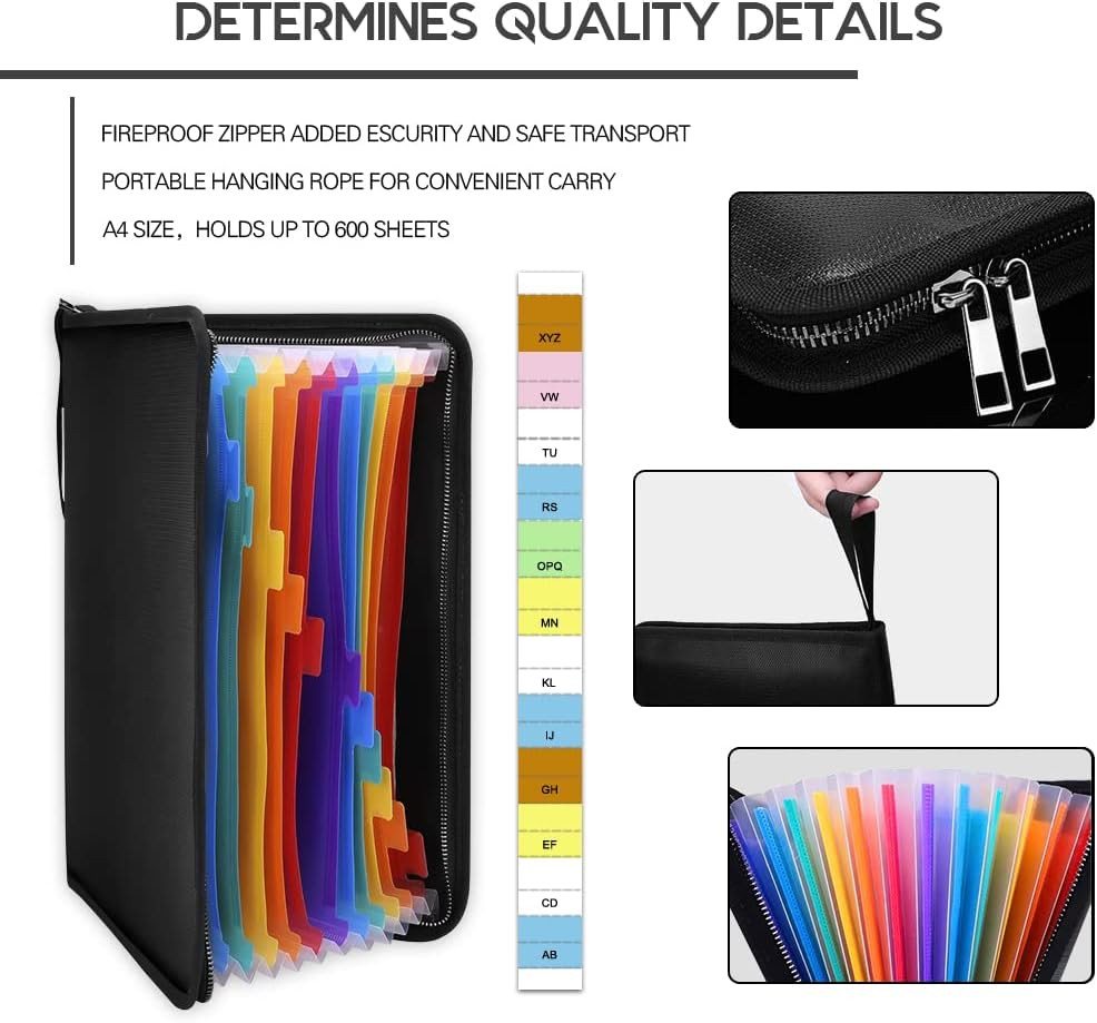FELIXLEO Dokumententasche Feuerfeste Dokumententasche A4 Wasserdicht 12 Taschen (1-tlg) Bild 5