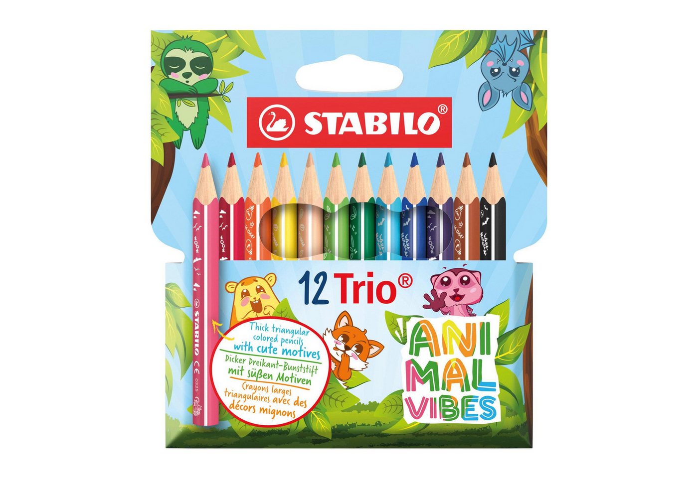 STABILO Buntstift Buntstifte 12er Set in Dreikantform mit Tiermotiven, Ergonomische Dreikantform mit Tiermotiven Bild 2