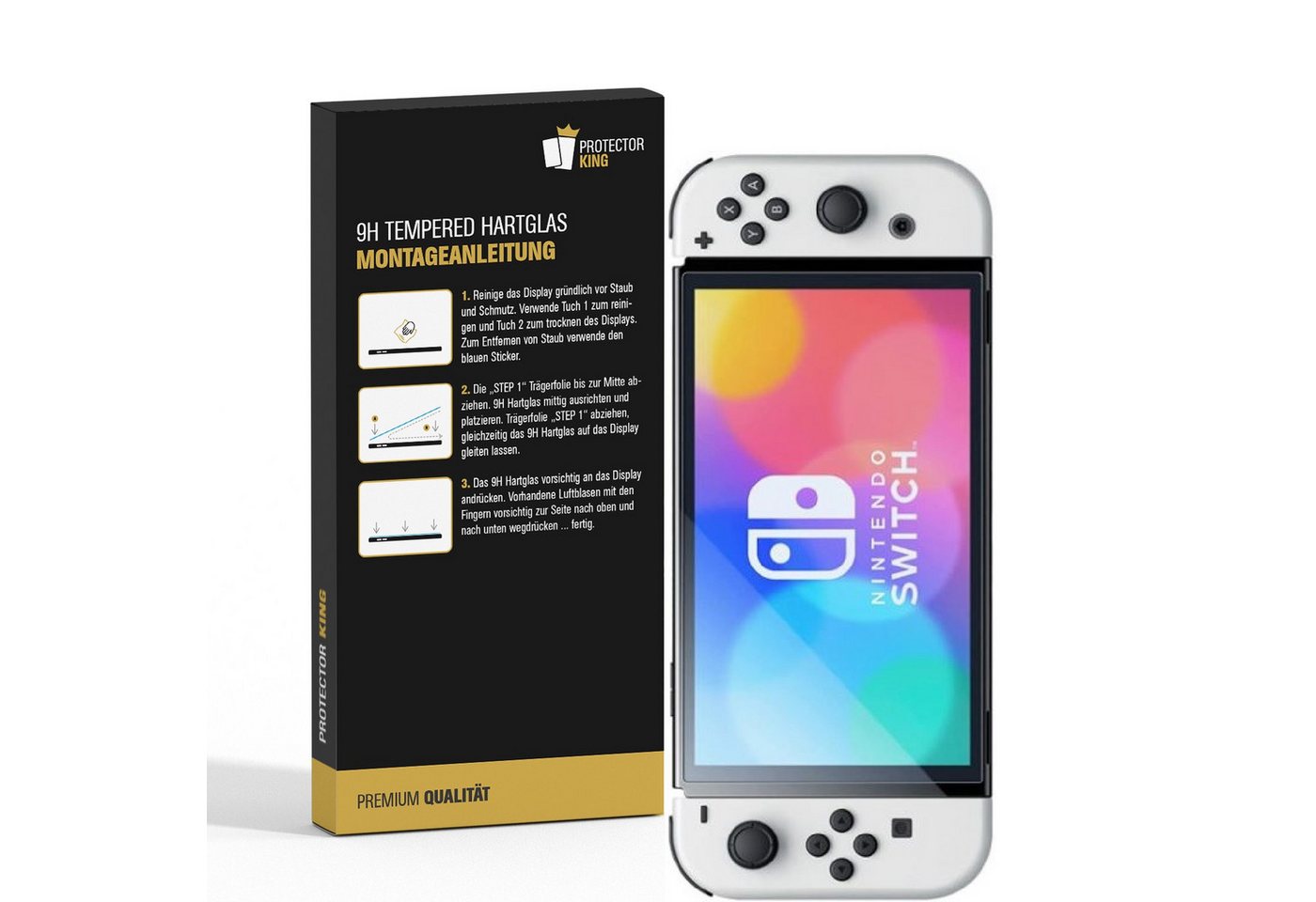 Protectorking Schutzfolie 2x 9H Panzerglas für Nintendo Switch Oled HD klar echtes Tempered, (2-Stück), klar