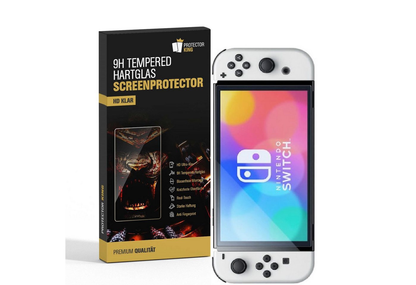 Protectorking Schutzfolie 2x 9H Panzerglas für Nintendo Switch Oled HD klar echtes Tempered, (2-Stück), klar Bild 2