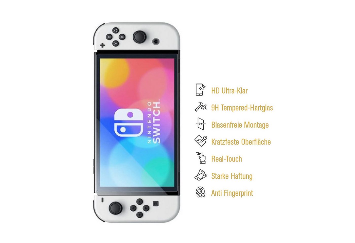 Protectorking Schutzfolie 2x 9H Panzerglas für Nintendo Switch Oled HD klar echtes Tempered, (2-Stück), klar Bild 3