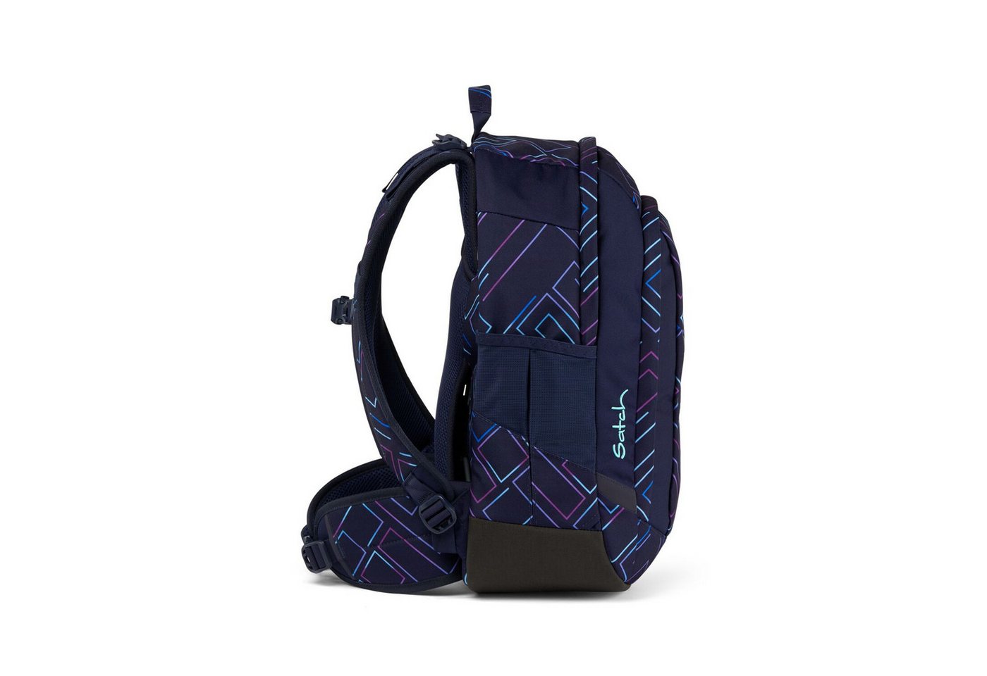 Satch Schulranzen Schulrucksack-Set AIR Purple Laser 2-teilig, Kollektion 23/24 (2-teilig), Laptop-Fach, Your-Size-System, Schulranzen