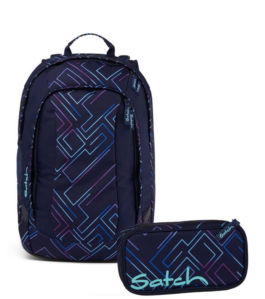 Satch Schulranzen Schulrucksack-Set AIR Purple Laser 2-teilig, Kollektion 23/24 (2-teilig), Laptop-Fach, Your-Size-System, Schulranzen Bild 2