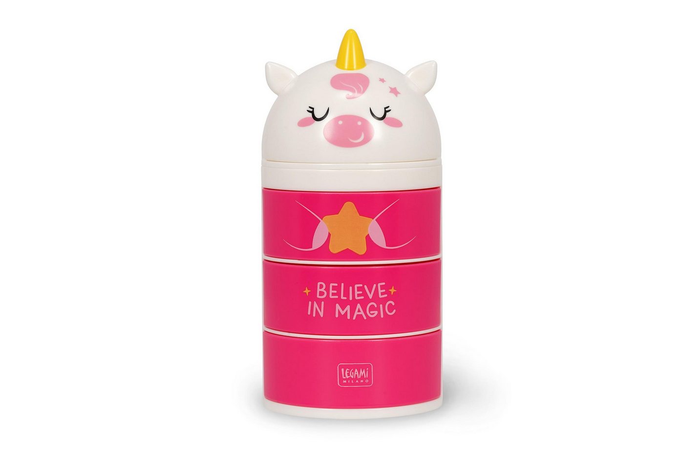 Legami Malstift Schreibtisch-Organizer mit 3 Schubladen und Schiebeverschluss, Unicorn-Motiv, seitlich zu öffnen