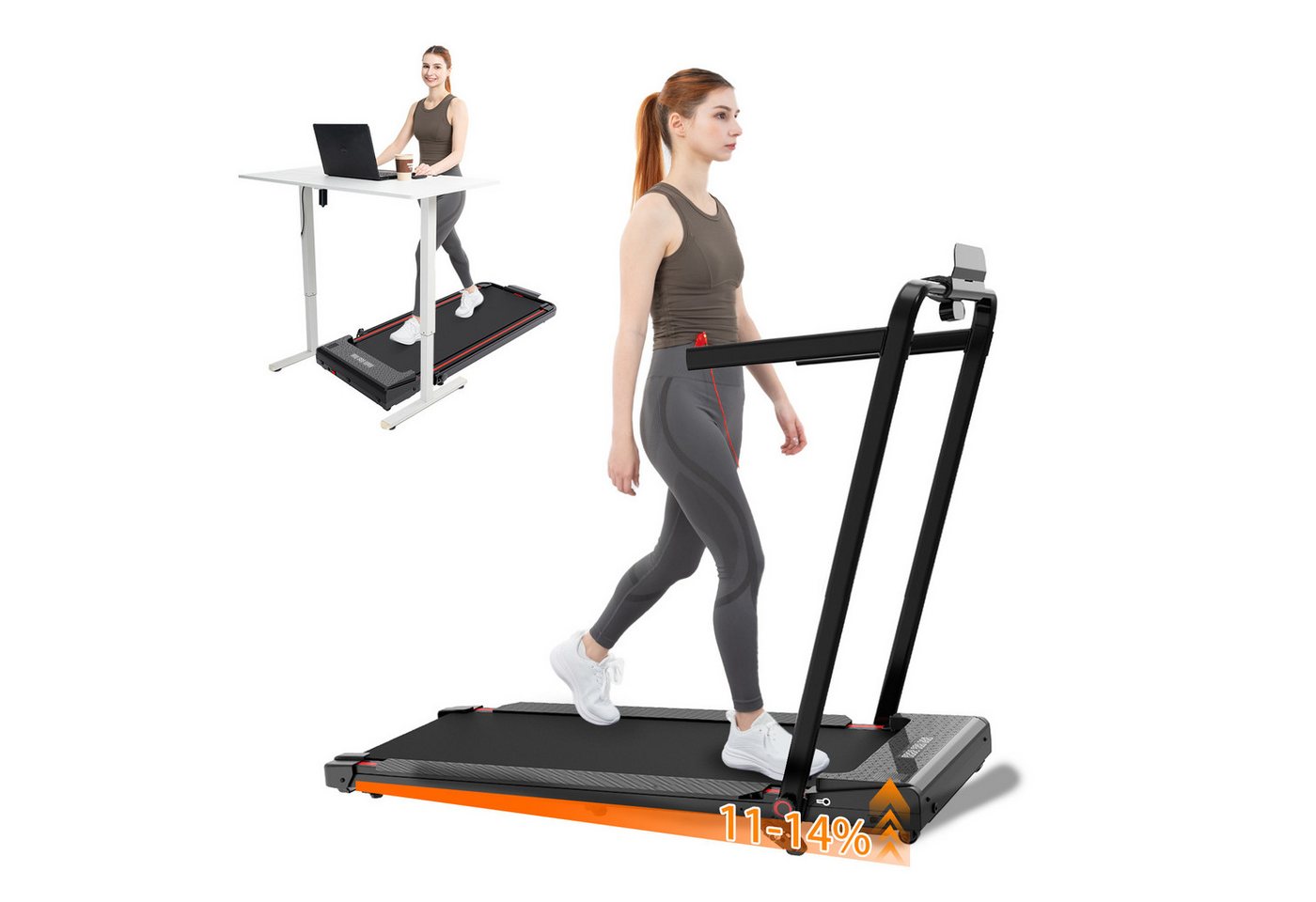 LIKESPORTING Laufband zu Hause,Walking Pad 6/8 km/h, leiser Motor, Fernbedienung, 40*102cm Laufbereich, 1400W,Max 8 km/h,Max 14 %Steigung Bild 2