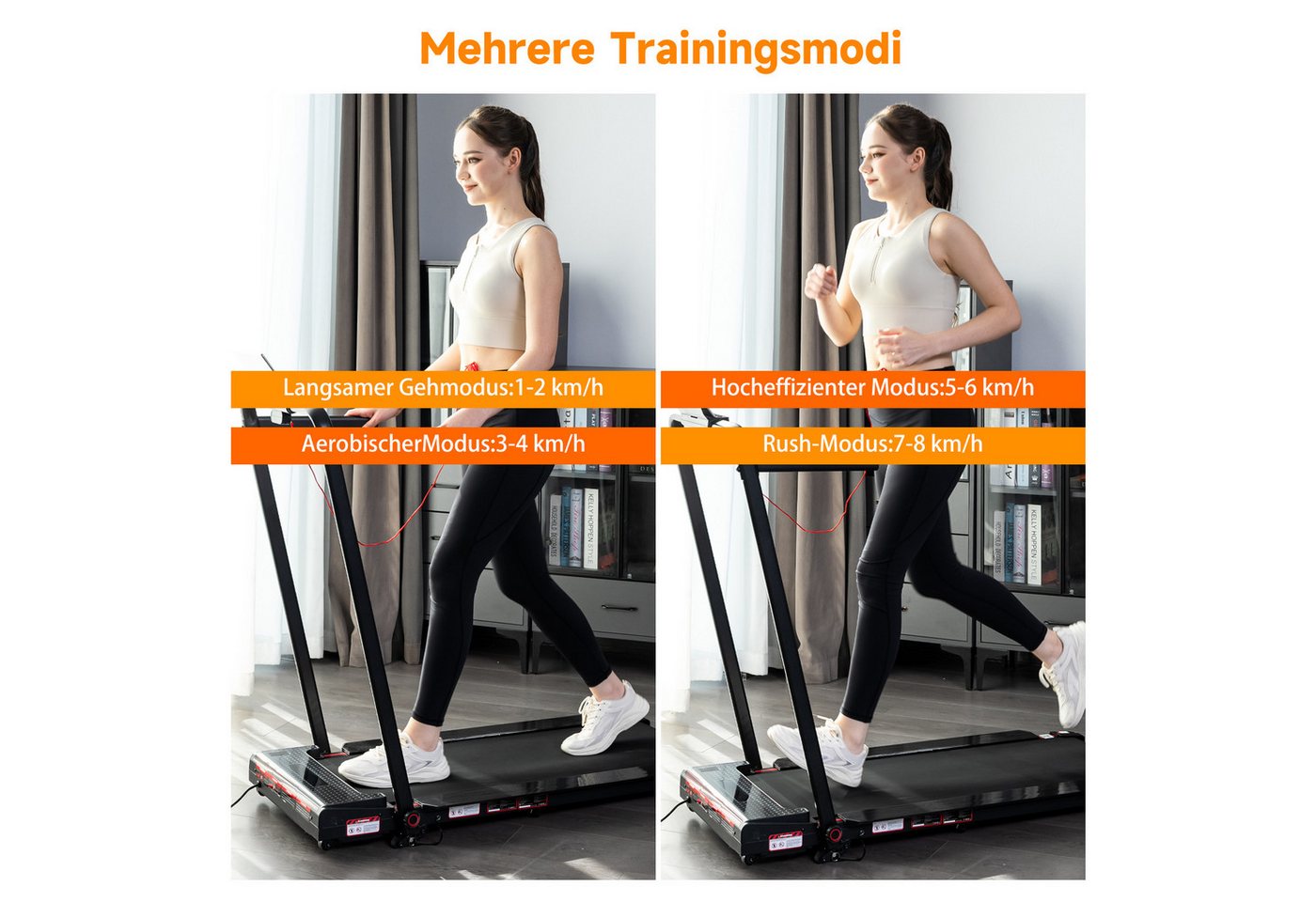 LIKESPORTING Laufband zu Hause,Walking Pad 6/8 km/h, leiser Motor, Fernbedienung, 40*102cm Laufbereich, 1400W,Max 8 km/h,Max 14 %Steigung Bild 4