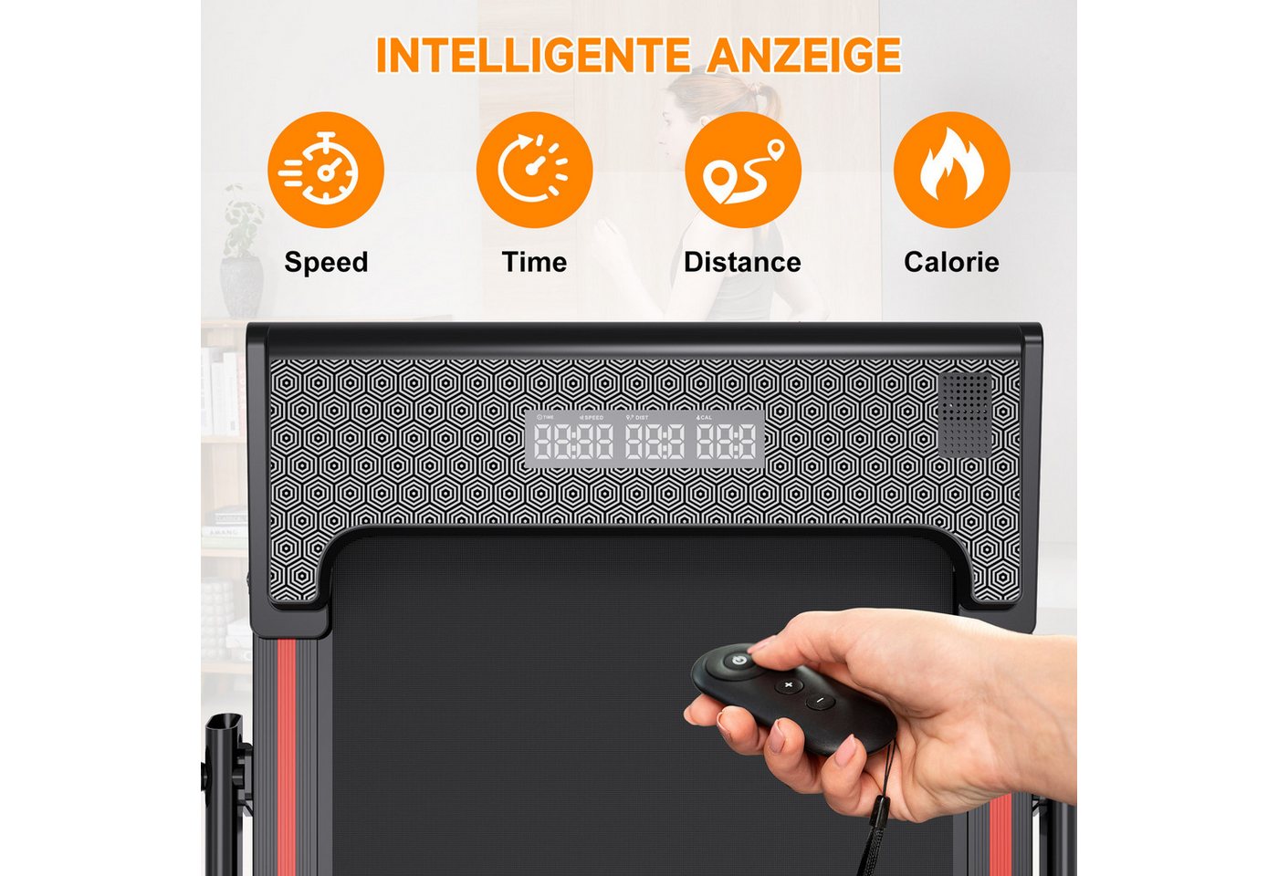 LIKESPORTING Laufband zu Hause,Walking Pad 6/8 km/h, leiser Motor, Fernbedienung, 40*102cm Laufbereich, 1400W,Max 8 km/h,Max 14 %Steigung Bild 5
