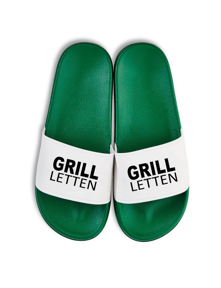 Youth Designz Herren Damen Badelatschen "Grill Letten" Fun-Print Statement Geschenk Badeschuh mit Lustigen Aufdruck für Männer und Frauen Bild 5