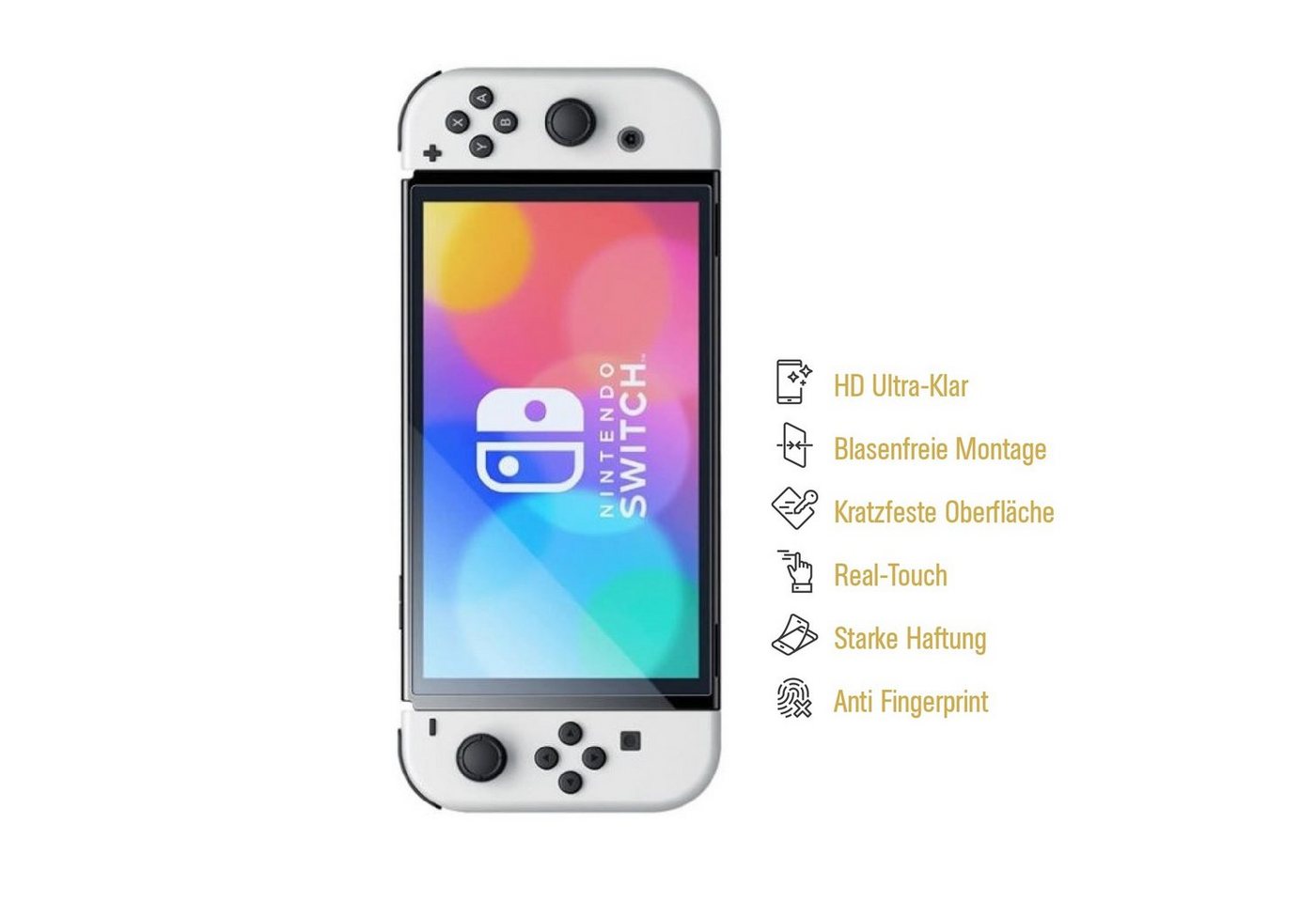 Protectorking Schutzfolie 3x Panzerfolie für Nintendo Switch Oled Anti-Shock HD klar Displayschu, (3-Stück), ANTI-SPLITTER