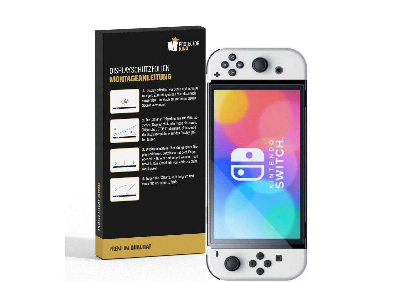 Protectorking Schutzfolie 3x Panzerfolie für Nintendo Switch Oled Anti-Shock HD klar Displayschu, (3-Stück), ANTI-SPLITTER Bild 3