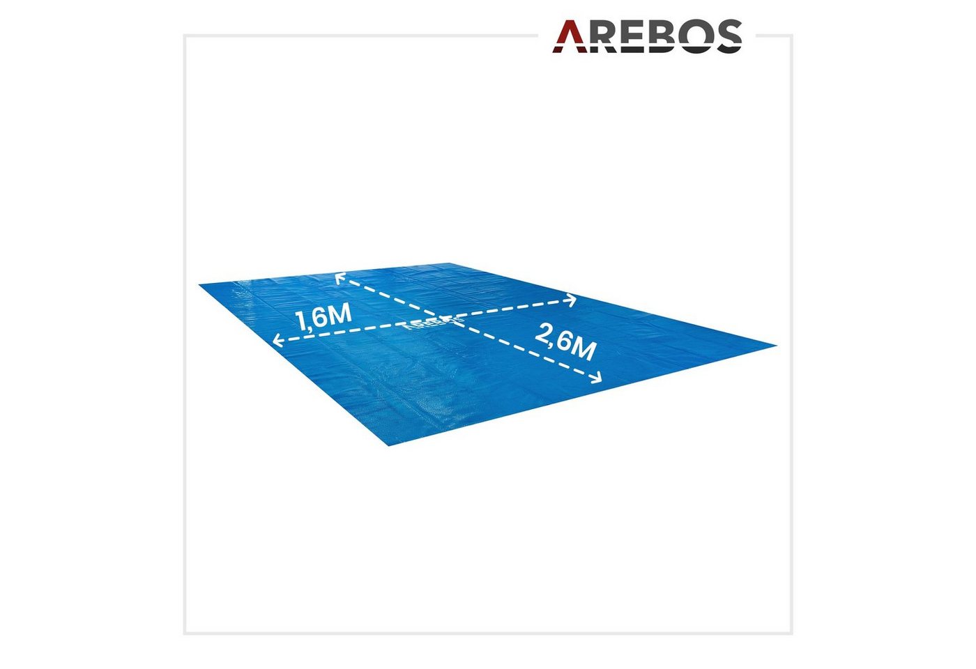 Arebos Solarabdeckplane Solarplane 120 µm Pool-Abdeckplane mit Wärmefolie (Stück, blau), 120mic