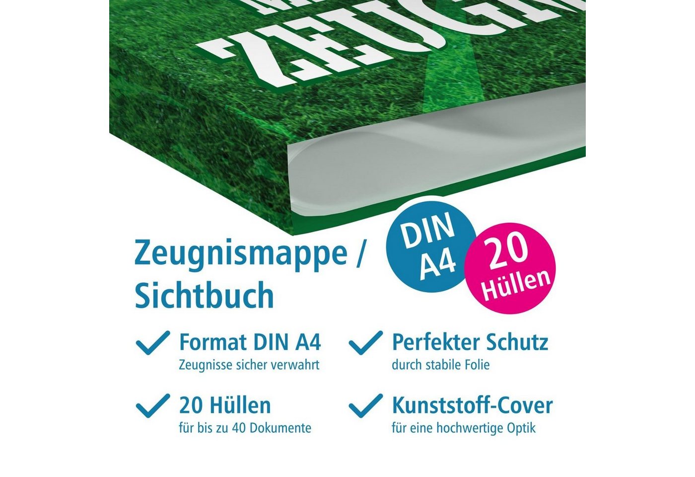 itenga Organisationsmappe itenga Zeugnismappe A4 Kunststoff Sichtbuch Motiv Fussball