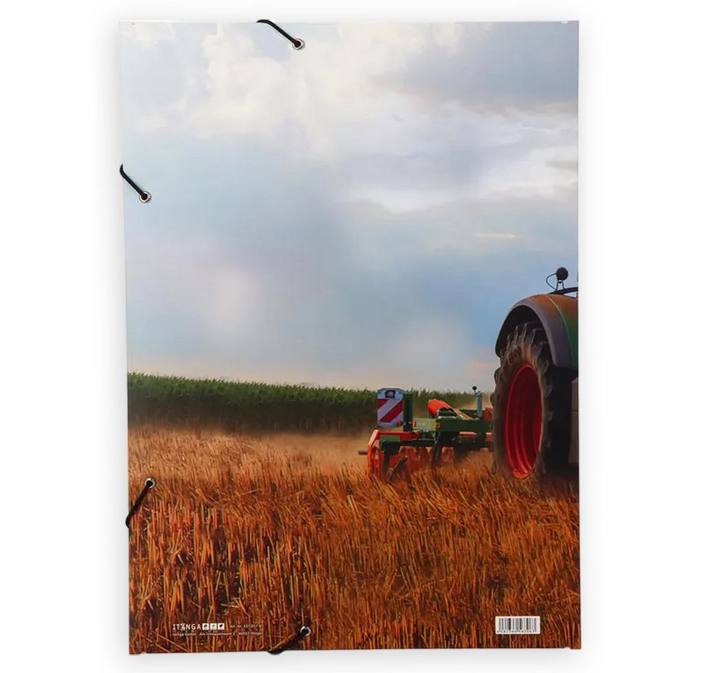 itenga Organisationsmappe itenga Gummizugmappe Zeichenmappe A4 Motiv Traktor auf dem Feld