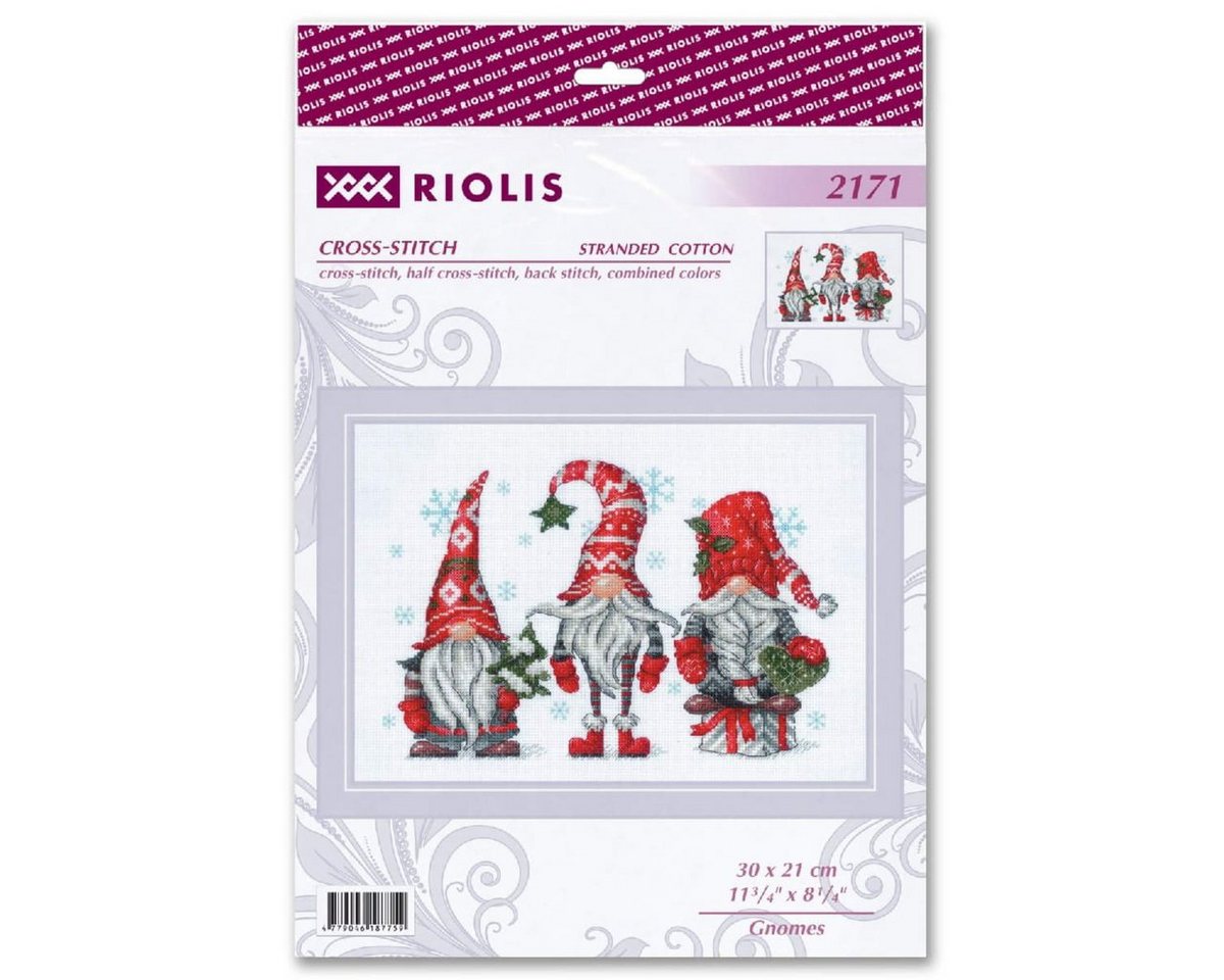 Riolis Kreativset Riolis Kreuzstich Stickpackung "Zwerge", Zählmuster, 30x21cm, (embroidery kit by Marussia) Bild 2