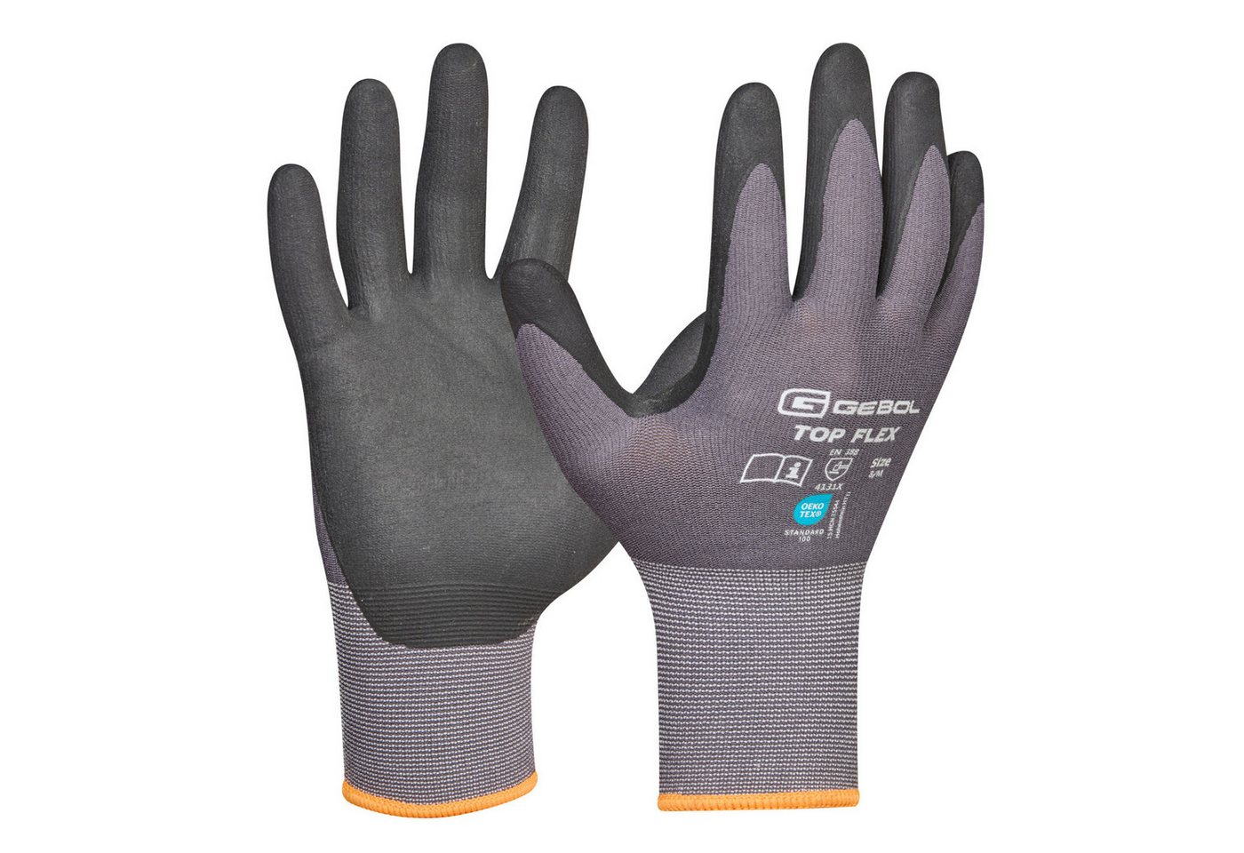 Gebol Arbeitshandschuhe TOP FLEX 97% Nylon, 3% Elasthan Beschichtung: Nitril-Mikroschaum