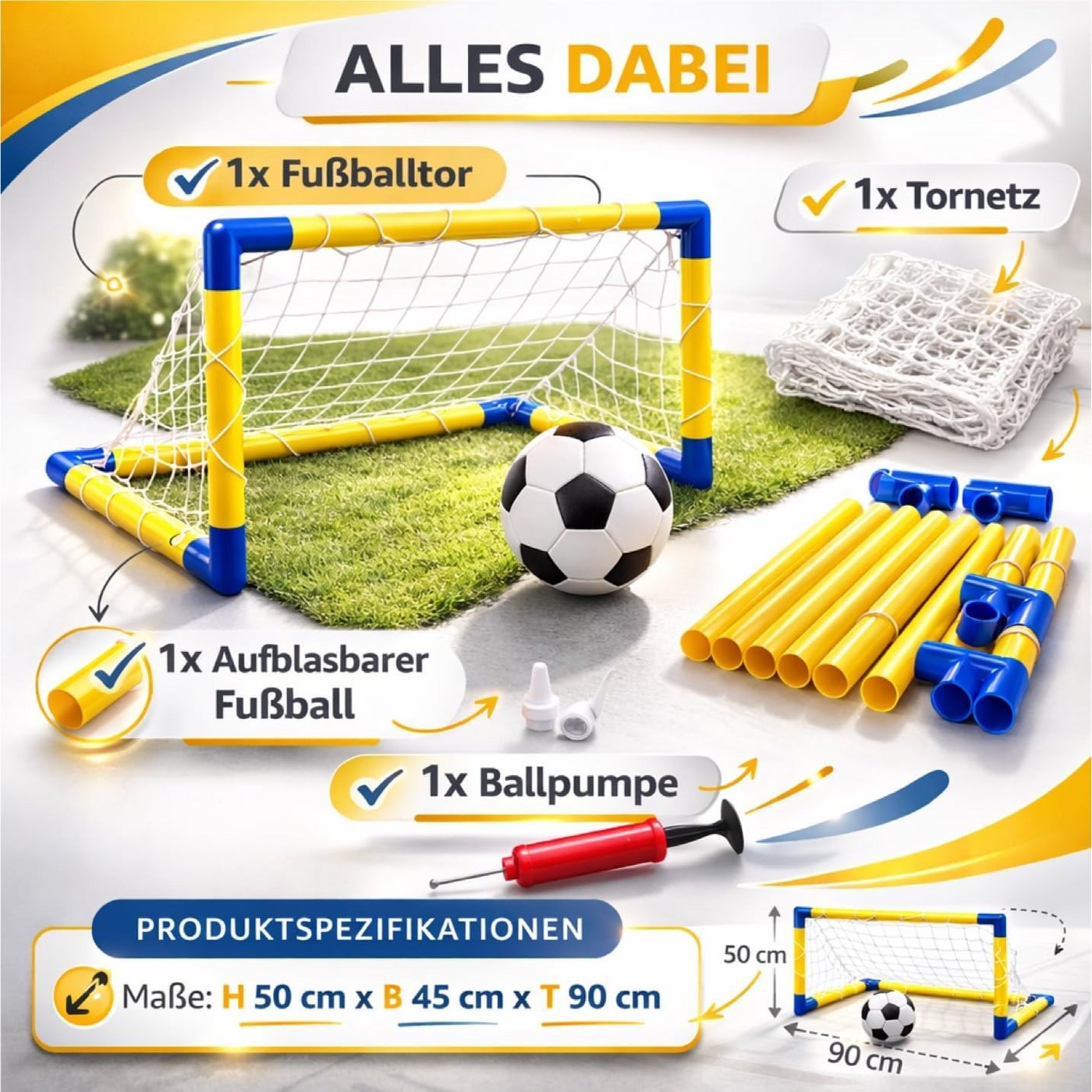 TK Gruppe Fußballtor Fußballtor mit Netz und Fußball – Tragbares Gartentor für Training (1 St) Bild 5