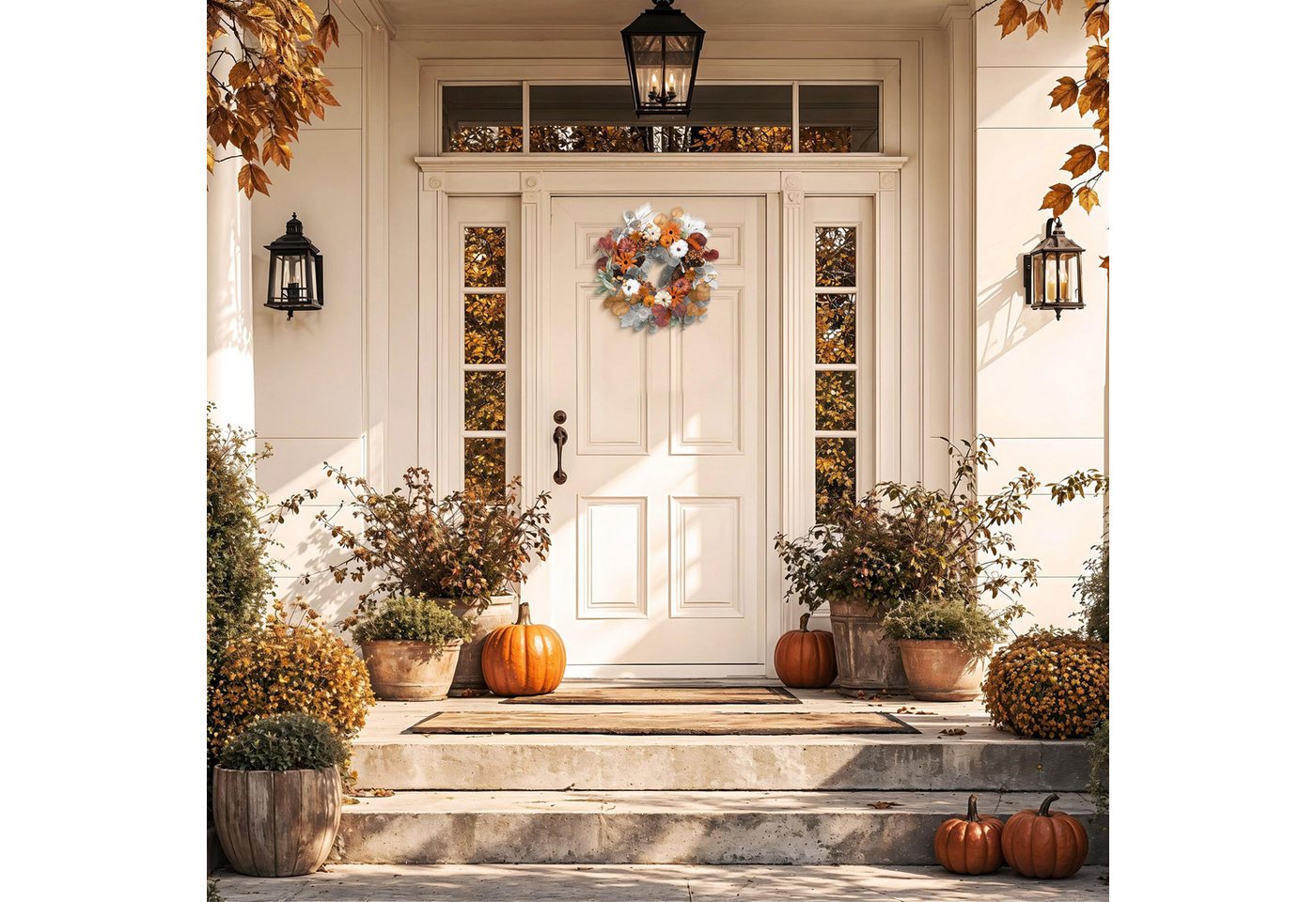 Diwzbyn Dekokranz 45cm Herbst-Beerenkranz, Herbstlicher Türkranz, geeignet für Haustüren, Veranden und Thanksgiving-Erntedekoration Bild 2