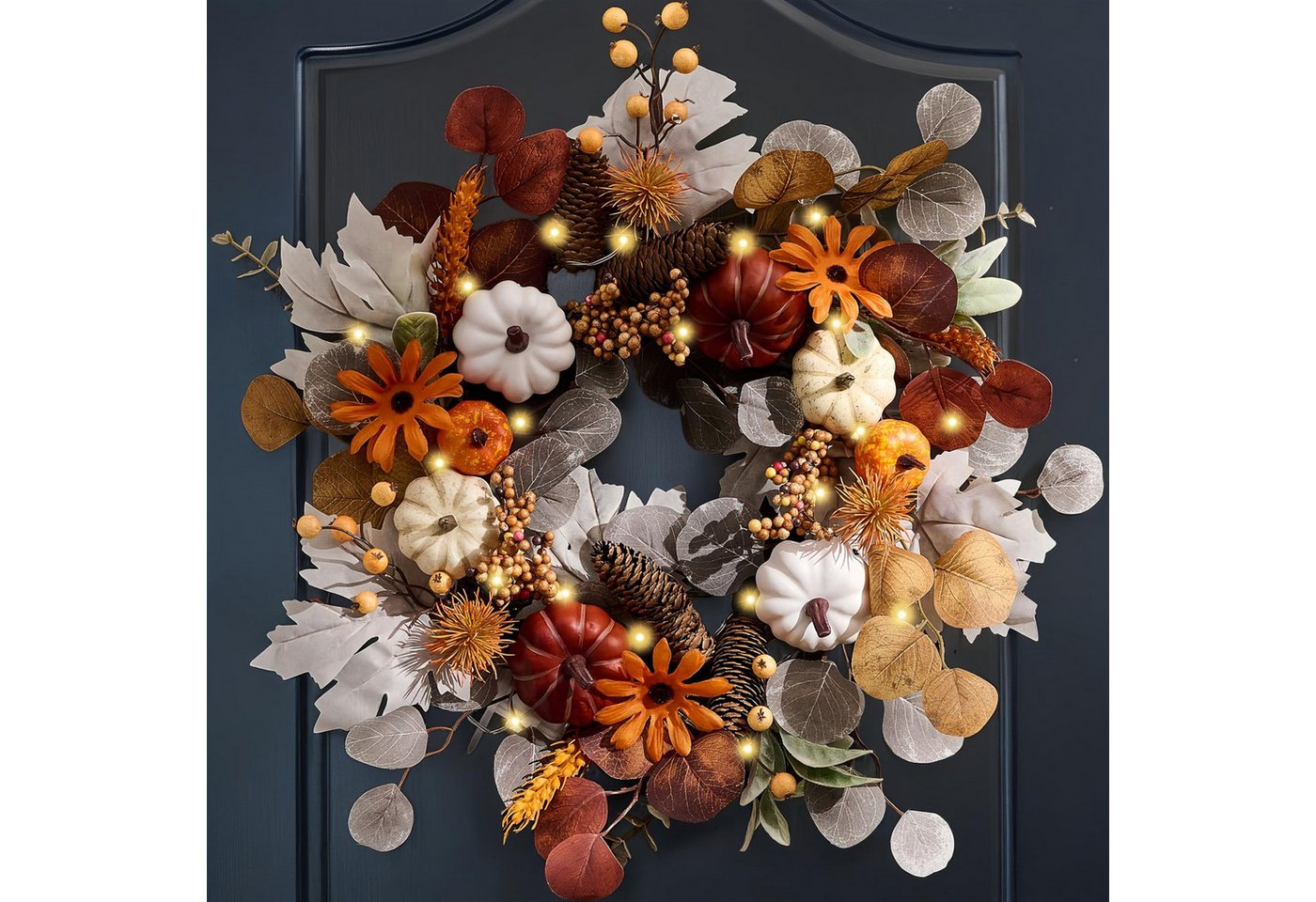 Diwzbyn Dekokranz 45cm Herbst-Beerenkranz, Herbstlicher Türkranz, geeignet für Haustüren, Veranden und Thanksgiving-Erntedekoration Bild 3