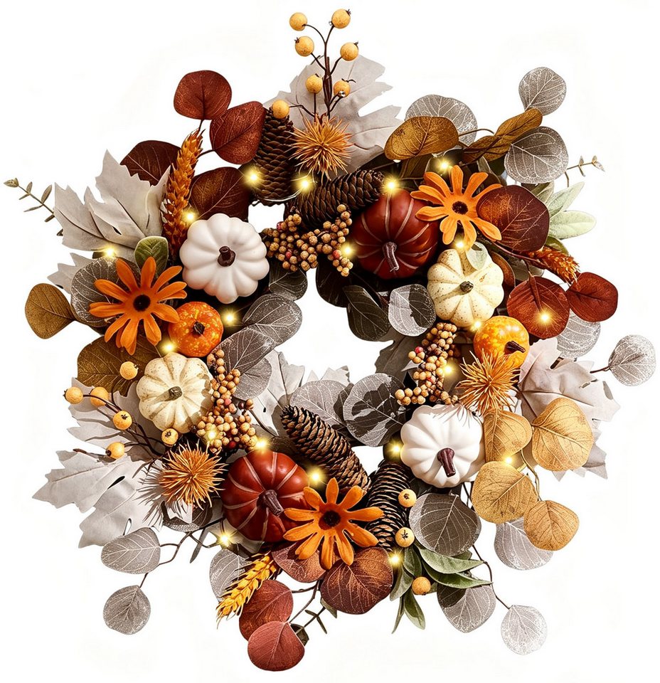 Diwzbyn Dekokranz 45cm Herbst-Beerenkranz, Herbstlicher Türkranz, geeignet für Haustüren, Veranden und Thanksgiving-Erntedekoration Bild 4