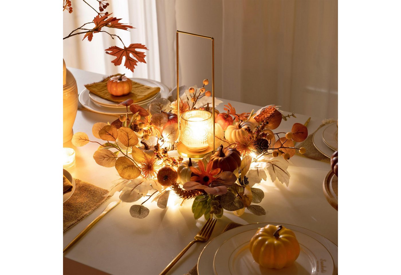 Diwzbyn Dekokranz 45cm Herbst-Beerenkranz, Herbstlicher Türkranz, geeignet für Haustüren, Veranden und Thanksgiving-Erntedekoration Bild 5