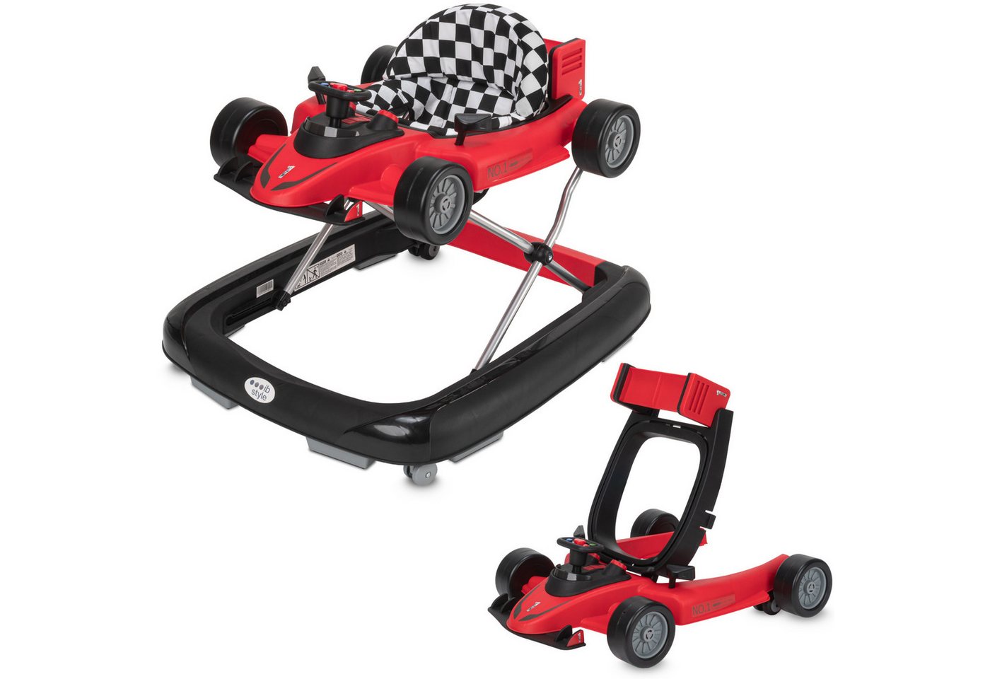 ib style Lauflernhilfe Little Speedster Babywalker Rot, Lauflernwagen mit Soundeffekten - Abnehmbarer Laufwagen Bild 2