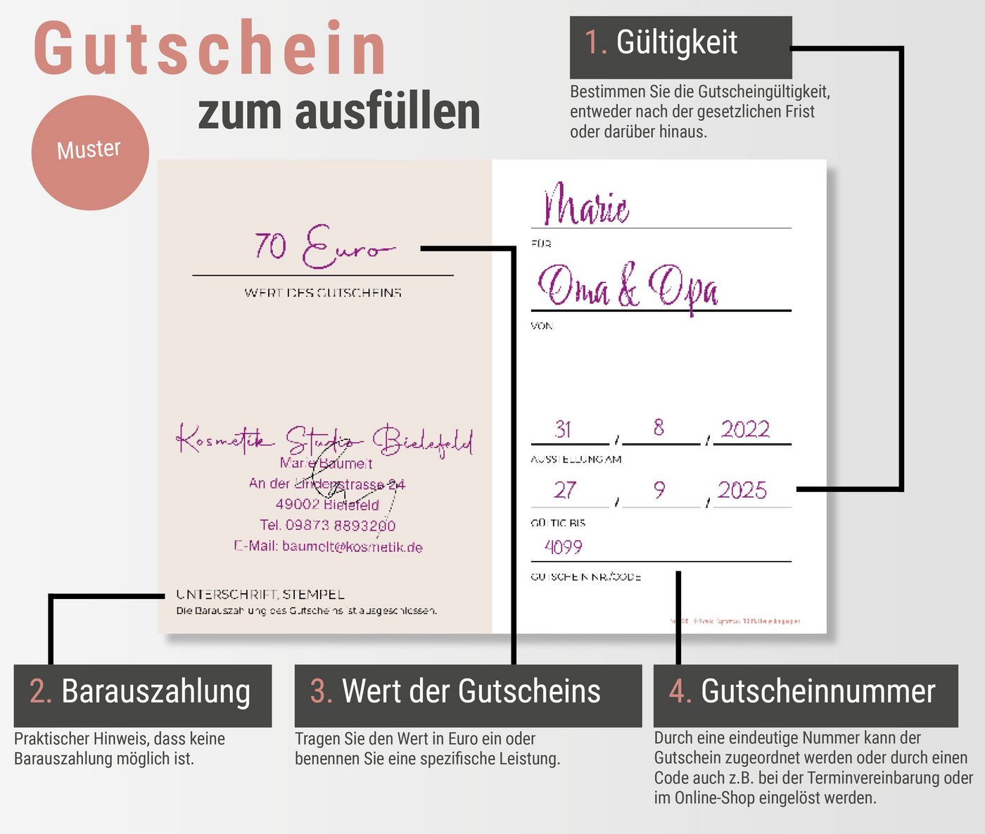 Frank Paperman Geschenkkarte Gutschein für Kunden, Salon und Studio, zum selber Ausfüllen, Gutscheinkarten, Geschenkgutschein Nagelstudio, Friseur, Kosmetik Bild 4