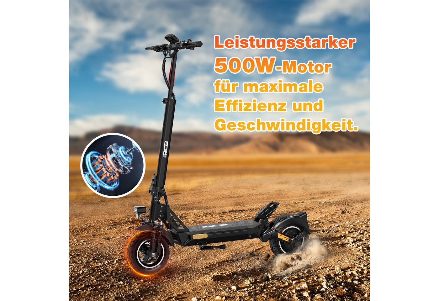 RCB E-Scooter D5/D5 PRO ABE(Ultra),NFC/Blinker/APP,90(20,8Ah)-120KM(27Ah) Reichweite, 500,00 W, 20,00 km/h, 1600 W Spitzenleistung, 10 Zoll pannensicherer Reifen, klappbar Bild 2