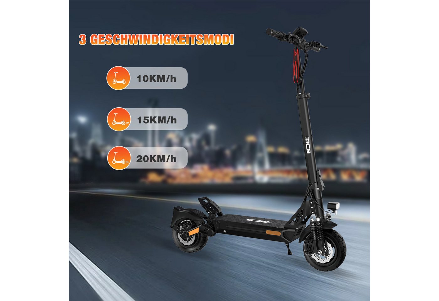 RCB E-Scooter D5/D5 PRO ABE(Ultra),NFC/Blinker/APP,90(20,8Ah)-120KM(27Ah) Reichweite, 500,00 W, 20,00 km/h, 1600 W Spitzenleistung, 10 Zoll pannensicherer Reifen, klappbar Bild 3