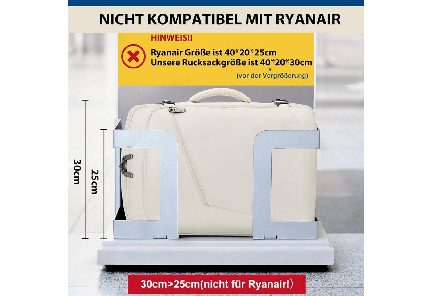 LuxusKollektion Handgepäck-Trolley Handgepäck Rucksack Damen 40x30x20 Ryanair 40x30x20cm Beige Bild 4