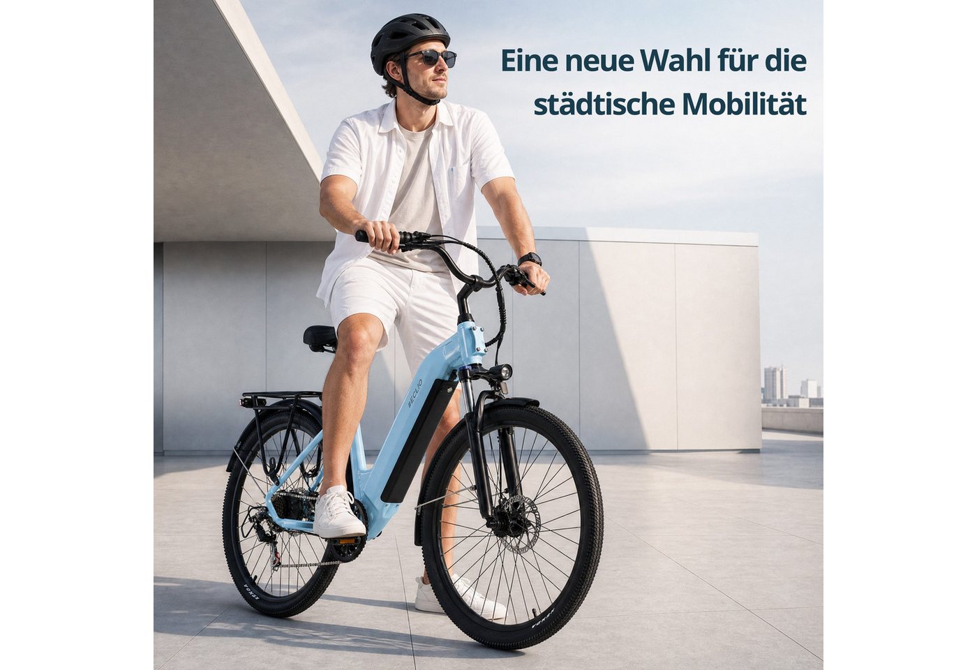 Vankel E-Bike Cityrad 26 Zoll e bikes für herren 18.2AH 36V 655WH damen 120km Elektrofahrrad, Kettenschaltung, Heckmotor, 655,2 Wh, (Beleuchtungsset mit Batterieladegerät, Batterieschlüssel, Werkzeug), Komfortables Stadtrad mit Scheibenbremsen & 26" Bereifung für Pendler Bild 4