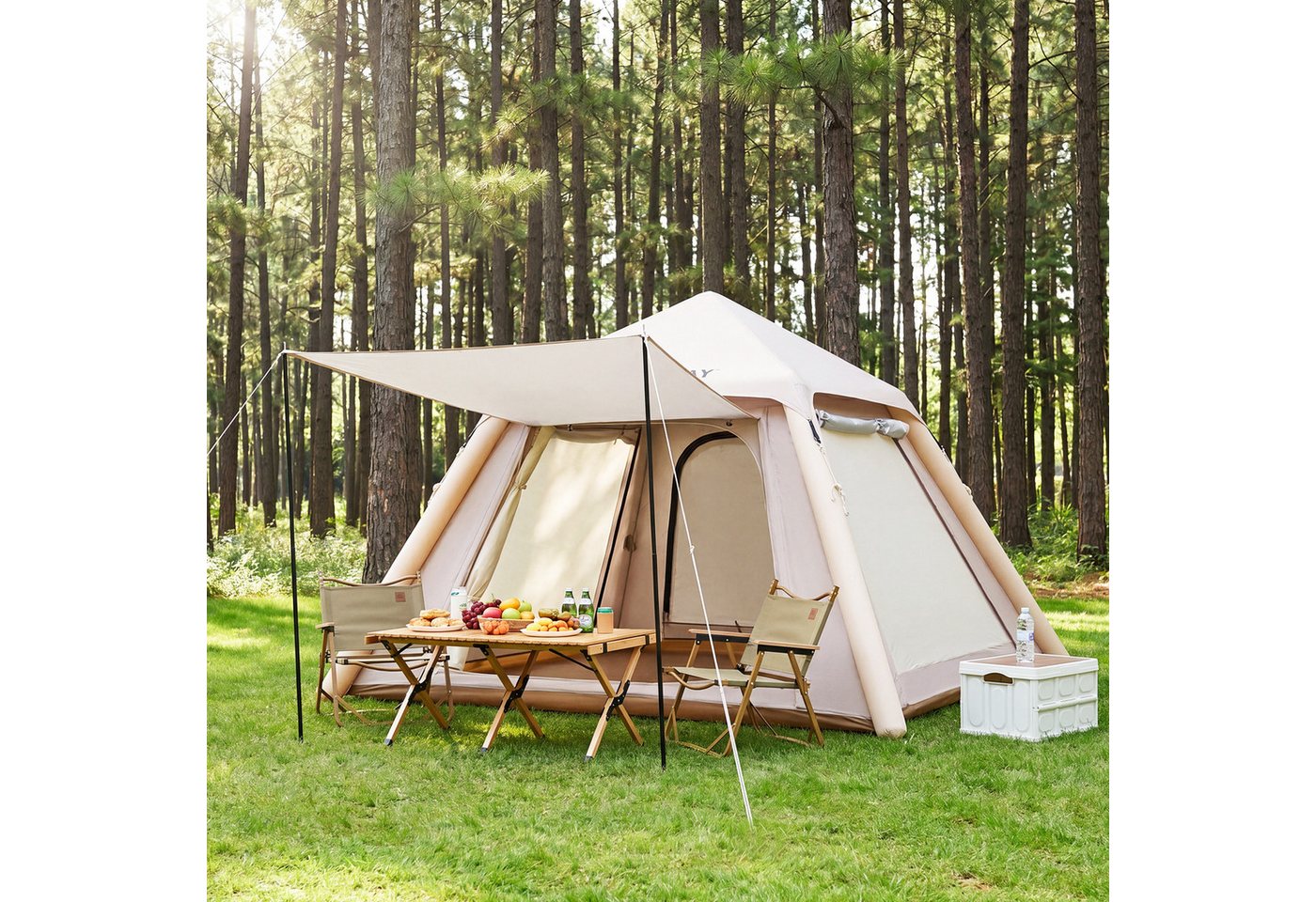COSTWAY aufblasbares Zelt, Personen: 4, Campingzelt mit abnehmbarem Vordach Bild 4