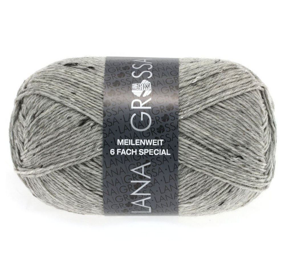 LANA GROSSA MEILENWEIT 6-FACH 150 g TWEED Häkelwolle, 390 m (warme 6-fach Sockenwolle), 150 g