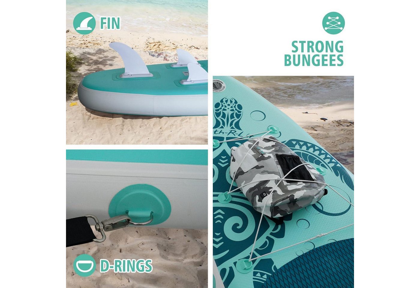 LuxusKollektion Inflatable SUP-Board Aufblasbares Paddle Board Stand Up Paddleboard SUP Zubehör Set Grün Bild 3